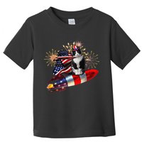 Cat Tuxedo 4th Of July Rocket With Fireworks USA Patriotic Toddler T-Shirt