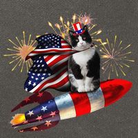 Cat Tuxedo 4th Of July Rocket With Fireworks USA Patriotic Cotton Canvas Backpack