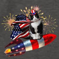 Cat Tuxedo 4th Of July Rocket With Fireworks USA Patriotic Vector Backpack