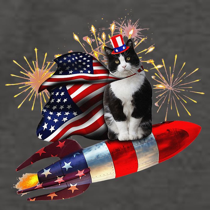 Cat Tuxedo 4th Of July Rocket With Fireworks USA Patriotic Vector Backpack