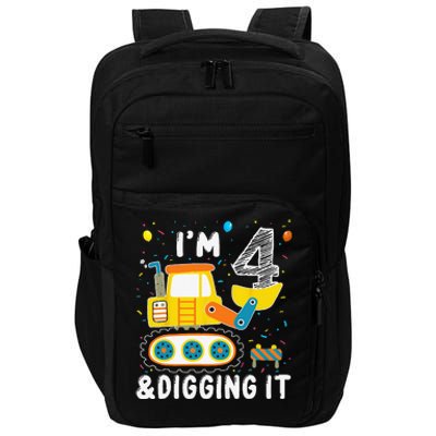 Construction Truck 4th Birthday 4 Yrs Old Digger Builder Impact Tech Backpack