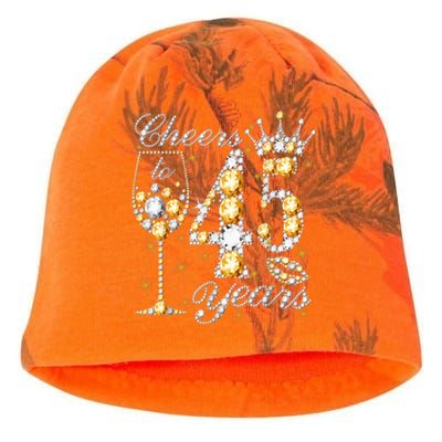 Cheers To 45 Years Old Happy 45th Birthday Queen Drink Wine Kati - Camo Knit Beanie