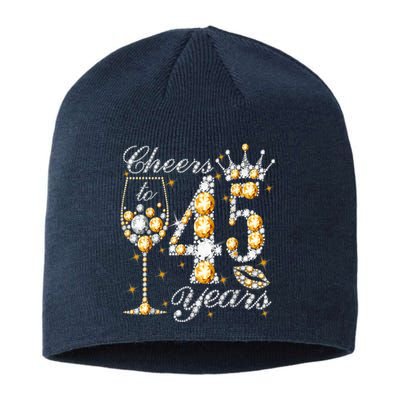 Cheers To 45 Years Old Happy 45th Birthday Queen Drink Wine Sustainable Beanie