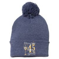 Cheers To 45 Years Old Happy 45th Birthday Queen Drink Wine Pom Pom 12in Knit Beanie