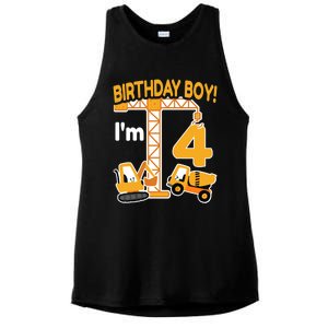 Construction Truck 4nd Birthday 4 Year Old Boy Excavator Ladies PosiCharge Tri-Blend Wicking Tank