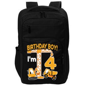 Construction Truck 4nd Birthday 4 Year Old Boy Excavator Impact Tech Backpack