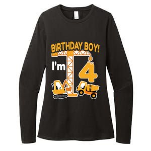 Construction Truck 4nd Birthday 4 Year Old Boy Excavator Womens CVC Long Sleeve Shirt