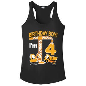 Construction Truck 4nd Birthday 4 Year Old Boy Excavator Ladies PosiCharge Competitor Racerback Tank