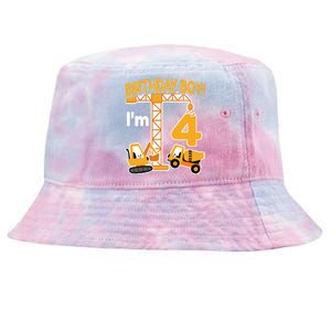 Construction Truck 4nd Birthday 4 Year Old Boy Excavator Tie-Dyed Bucket Hat