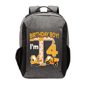 Construction Truck 4nd Birthday 4 Year Old Boy Excavator Vector Backpack