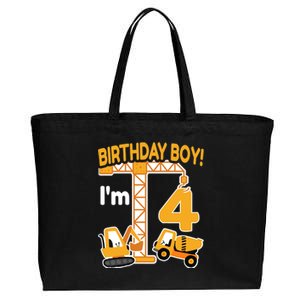 Construction Truck 4nd Birthday 4 Year Old Boy Excavator Cotton Canvas Jumbo Tote