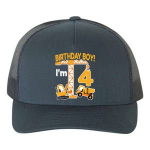 Construction Truck 4nd Birthday 4 Year Old Boy Excavator Yupoong Adult 5-Panel Trucker Hat