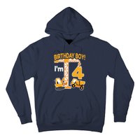 Construction Truck 4nd Birthday 4 Year Old Boy Excavator Hoodie