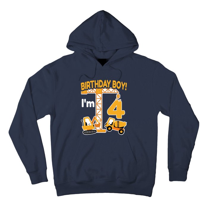 Construction Truck 4nd Birthday 4 Year Old Boy Excavator Hoodie