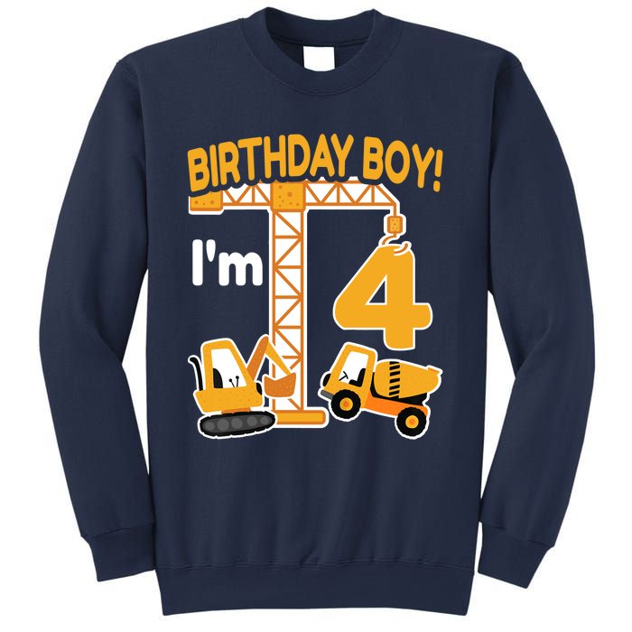 Construction Truck 4nd Birthday 4 Year Old Boy Excavator Sweatshirt