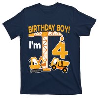 Construction Truck 4nd Birthday 4 Year Old Boy Excavator T-Shirt