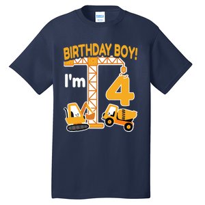 Construction Truck 4nd Birthday 4 Year Old Boy Excavator Tall T-Shirt