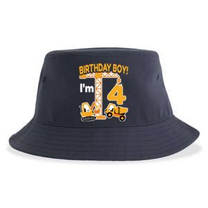 Construction Truck 4nd Birthday 4 Year Old Boy Excavator Sustainable Bucket Hat