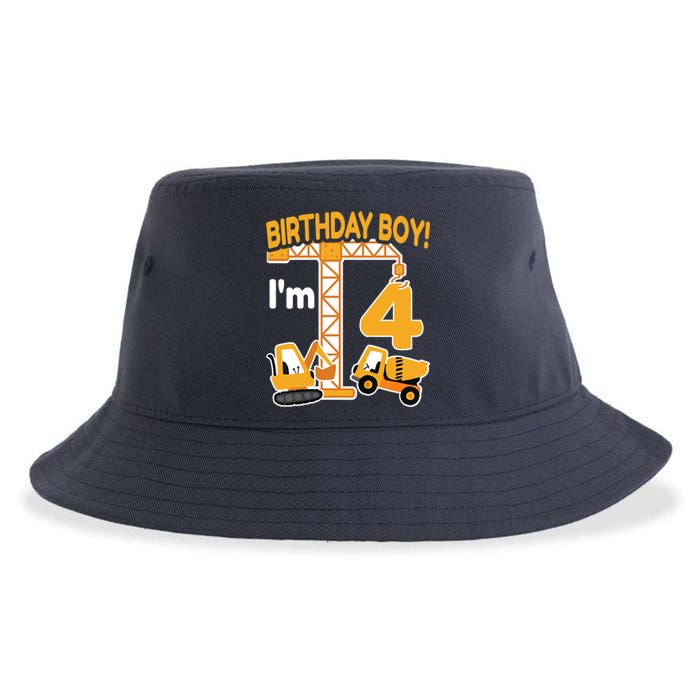 Construction Truck 4nd Birthday 4 Year Old Boy Excavator Sustainable Bucket Hat