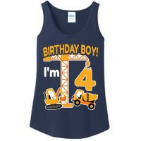 Construction Truck 4nd Birthday 4 Year Old Boy Excavator Ladies Essential Tank