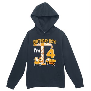 Construction Truck 4nd Birthday 4 Year Old Boy Excavator Urban Pullover Hoodie