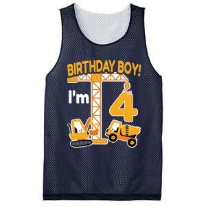 Construction Truck 4nd Birthday 4 Year Old Boy Excavator Mesh Reversible Basketball Jersey Tank