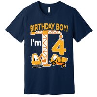 Construction Truck 4nd Birthday 4 Year Old Boy Excavator Premium T-Shirt