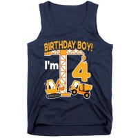 Construction Truck 4nd Birthday 4 Year Old Boy Excavator Tank Top