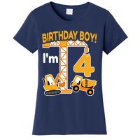 Construction Truck 4nd Birthday 4 Year Old Boy Excavator Women's T-Shirt