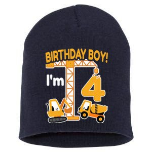 Construction Truck 4nd Birthday 4 Year Old Boy Excavator Short Acrylic Beanie