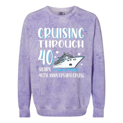 Cruising Through 40 Years 40th Anniversary Couple Cruise Colorblast Crewneck Sweatshirt