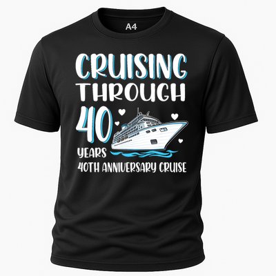 Cruising Through 40 Years 40th Anniversary Couple Cruise Cooling Performance Crew T-Shirt