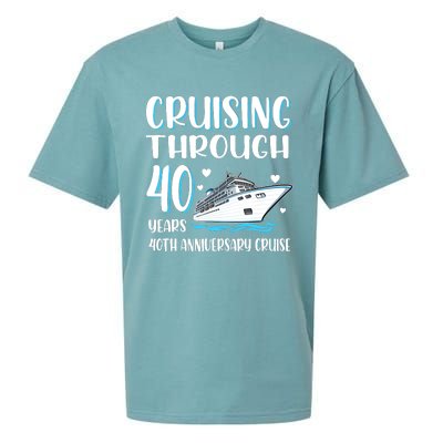 Cruising Through 40 Years 40th Anniversary Couple Cruise Sueded Cloud Jersey T-Shirt