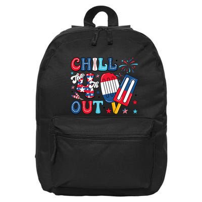 Chill The 4th Out American Flag Patriotic Freedom 16 in Basic Backpack