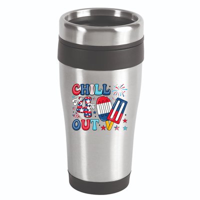 Chill The 4th Out American Flag Patriotic Freedom 16oz Travel Tumbler