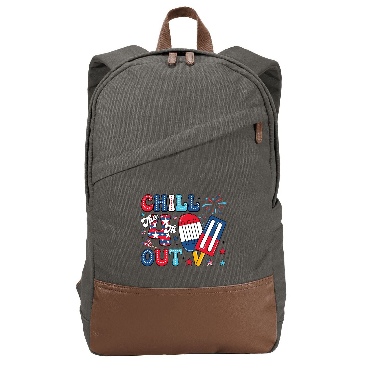 Chill The 4th Out American Flag Patriotic Freedom Cotton Canvas Backpack