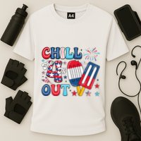 Chill The 4th Out American Flag Patriotic Freedom Cooling Performance Crew T-Shirt