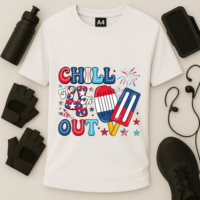 Chill The 4th Out American Flag Patriotic Freedom Cooling Performance Crew T-Shirt