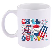 Chill The 4th Out American Flag Patriotic Freedom 11oz C Handle Ceramic Mug