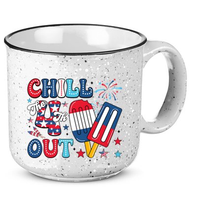 Chill The 4th Out American Flag Patriotic Freedom 15oz Campfire Ceramic Mug