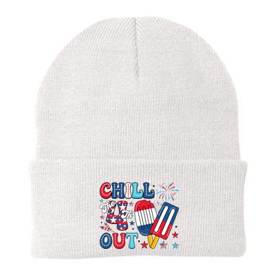 Chill The 4th Out American Flag Patriotic Freedom Beanie