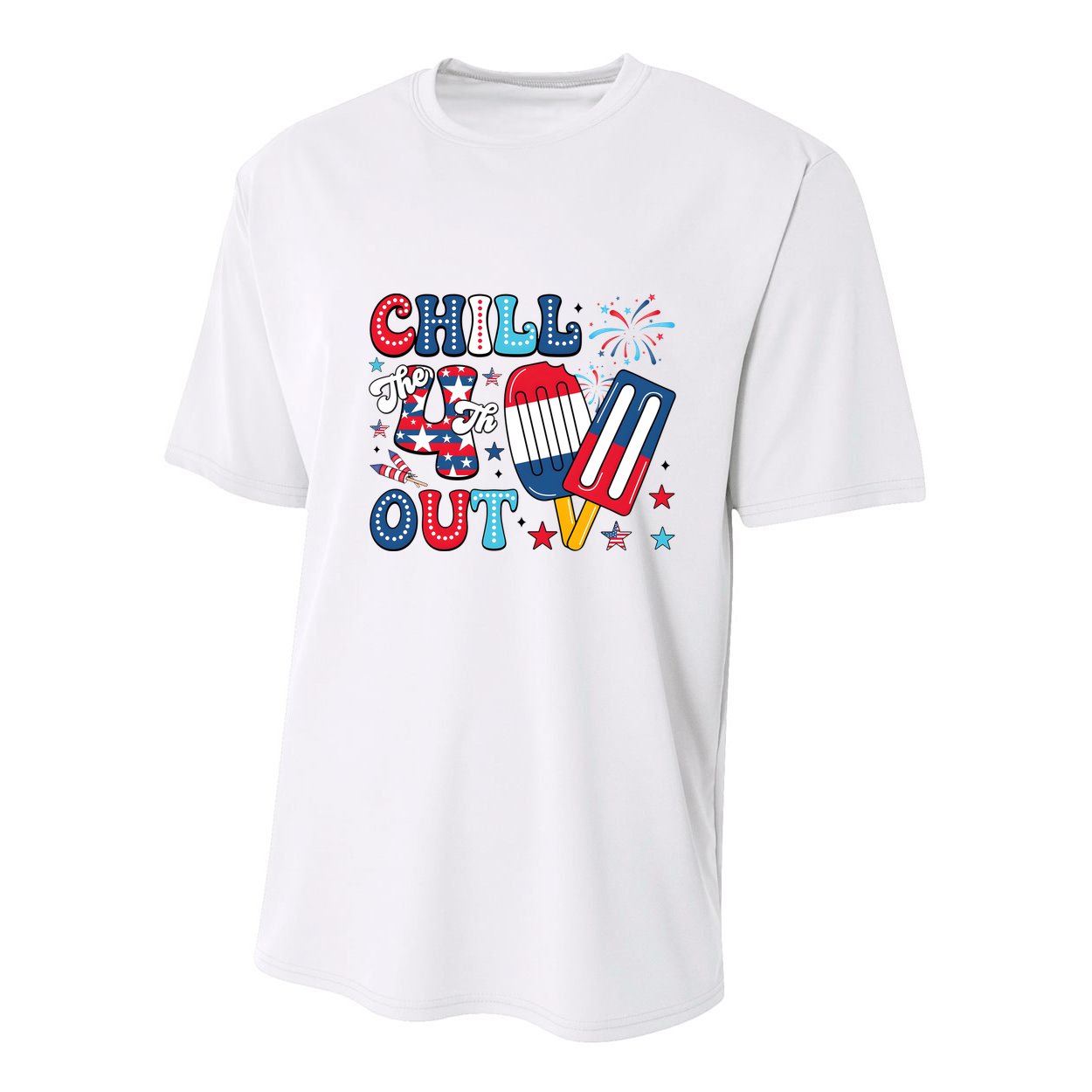 Chill The 4th Out American Flag Patriotic Freedom Youth Performance Sprint T-Shirt
