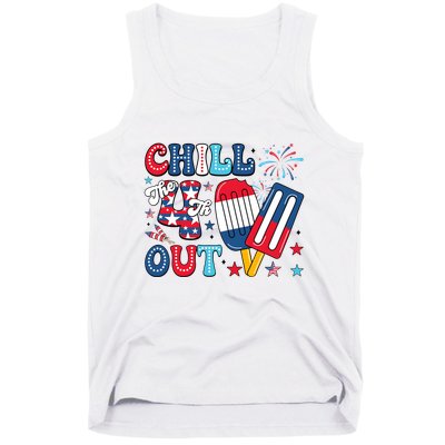 Chill The 4th Out American Flag Patriotic Freedom Tank Top