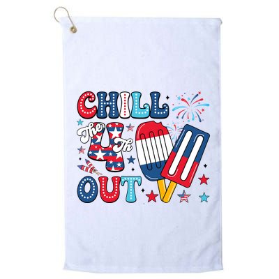 Chill The 4th Out American Flag Patriotic Freedom Golf Towel