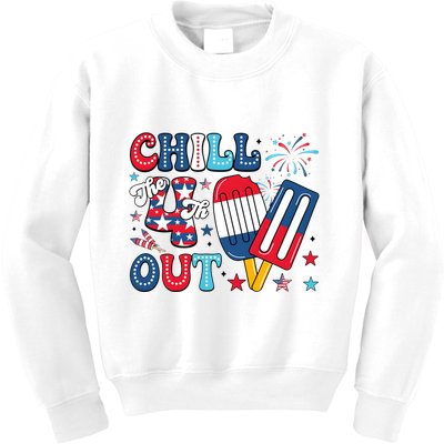 Chill The 4th Out American Flag Patriotic Freedom Kids Sweatshirt
