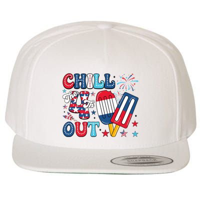 Chill The 4th Out American Flag Patriotic Freedom Wool Snapback Cap