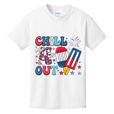 Chill The 4th Out American Flag Patriotic Freedom Kids T-Shirt