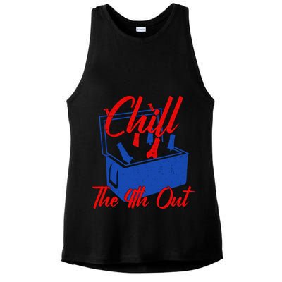 Chill The 4th Out Funny Fourth Of July Beer Cooler Ladies PosiCharge Tri-Blend Wicking Tank