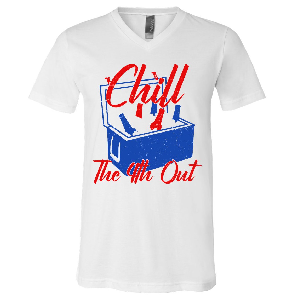 Chill The 4th Out Funny Fourth Of July Beer Cooler V-Neck T-Shirt