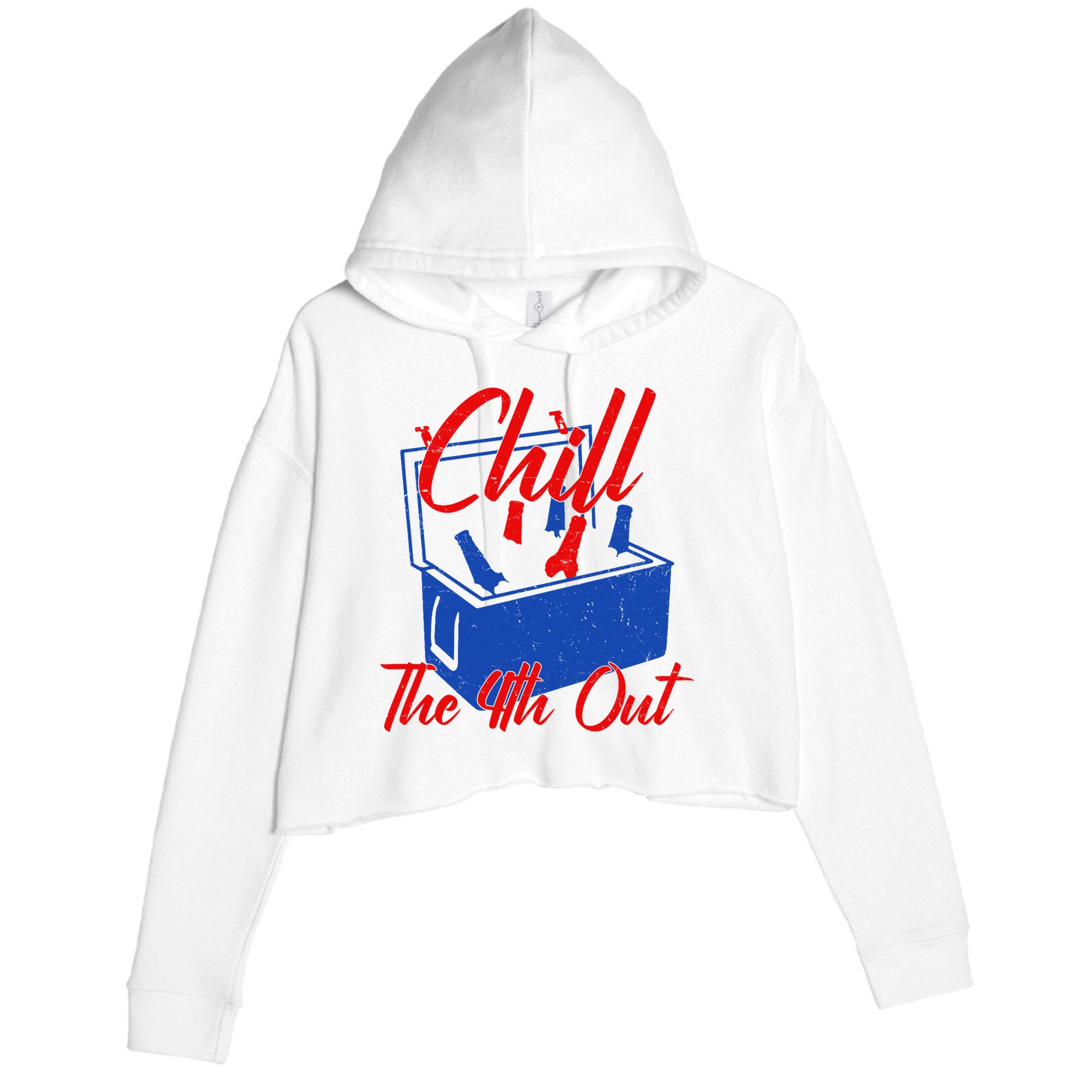 Chill The 4th Out Funny Fourth Of July Beer Cooler Crop Fleece Hoodie